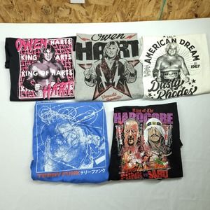 5 Men's Size 3XL Wrestling Shirts Owen Hart Terry Funk Dusty Rhodes WWE Hardcore